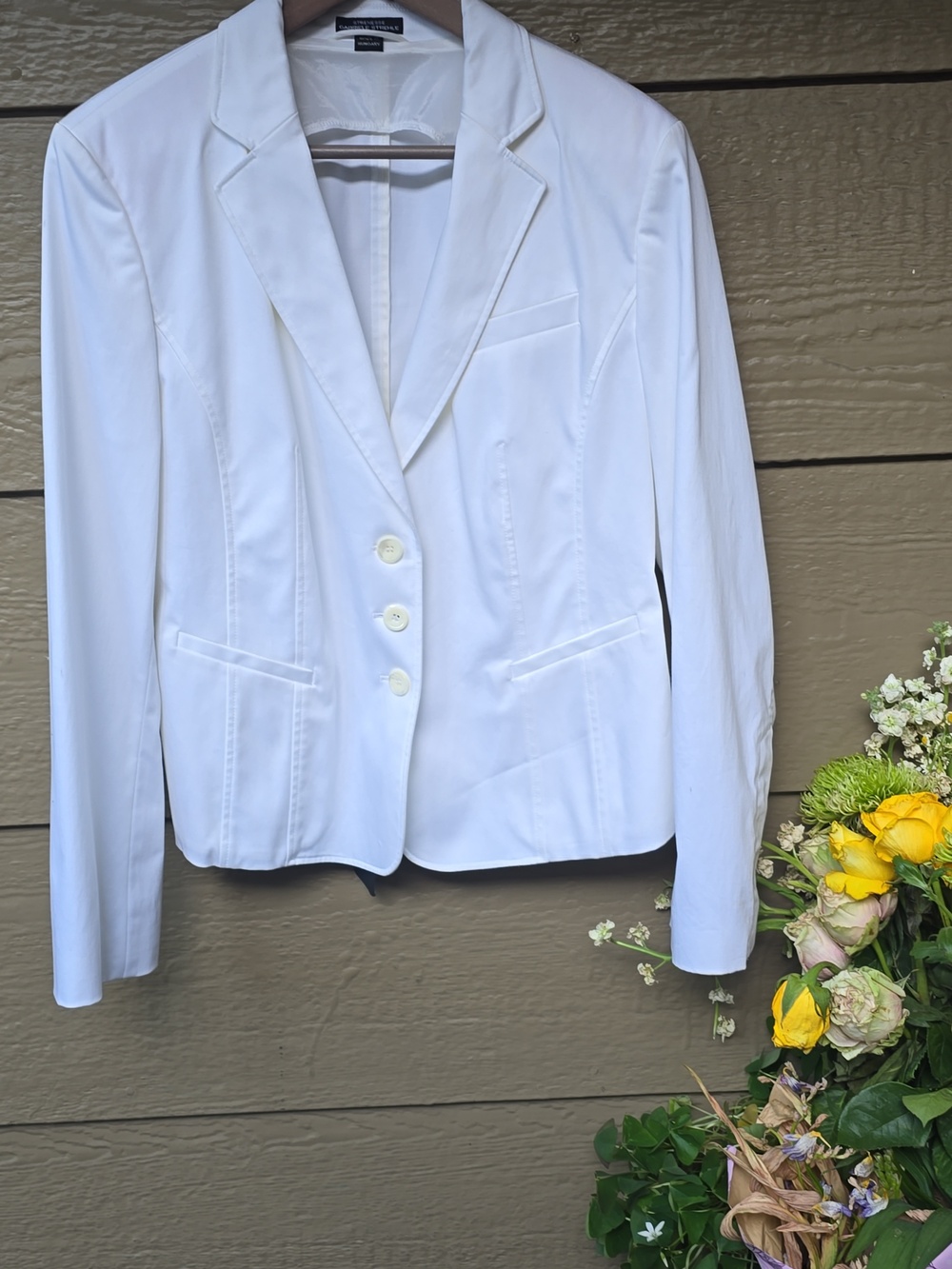Strenesse White stretch Blazer US 10 New with  Tags Cottpn blend
